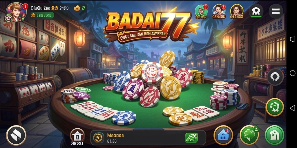 Tampilan gameplay yang seru dalam BADAI777 dengan interaksi QiuQiu.